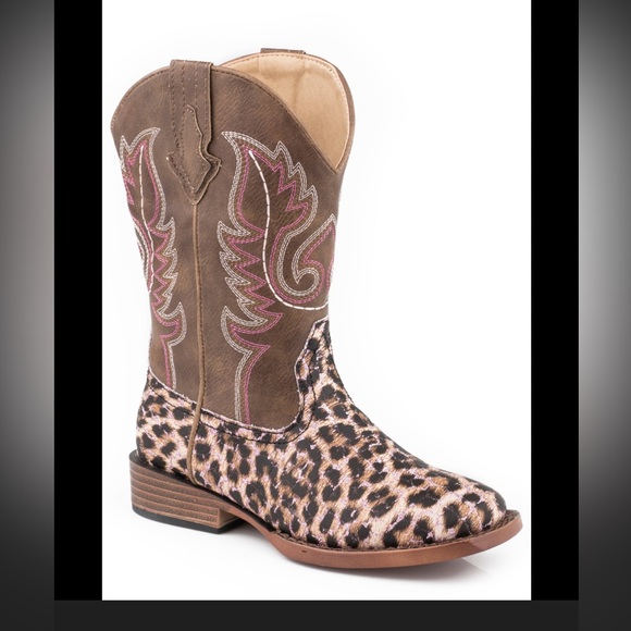 Roper Other - Roper Leopard Print Pink Sparkle Western Cowboy Boots Little Girls Size 12
